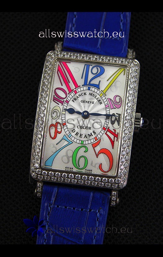 IMG_9081 Franck Muller Long Island Color Dreams Ladies- Blue Strap Replica 5