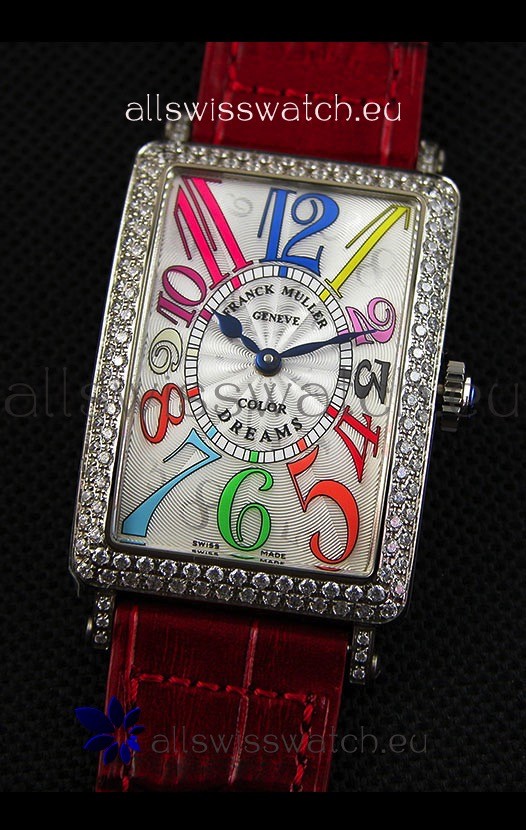 IMG_9081 Franck Muller Long Island Color Dreams Ladies- Red Strap Replica 5