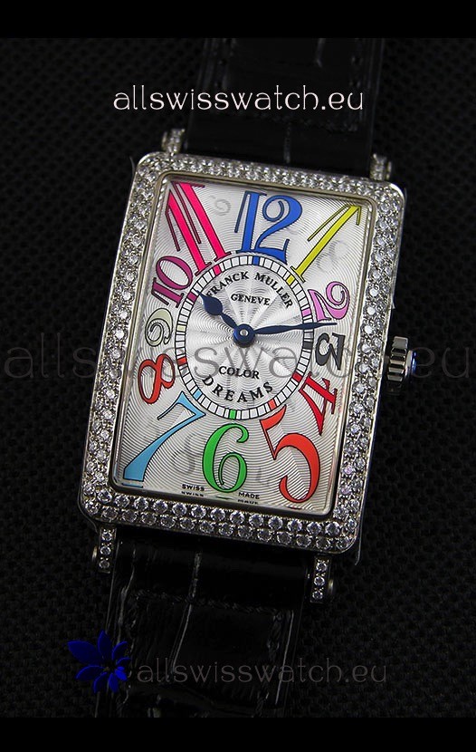 IMG_9081 Franck Muller Long Island Color Dreams Ladies- Black Strap Replica 5