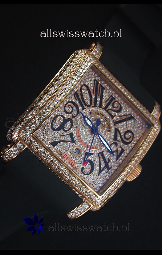 IMG_9081 Franck Muller Conquistador King Automatic in Pink Gold with Nylon Strap Replica 5