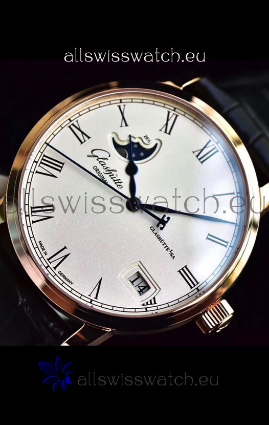 IMG_9081 Glashuette Senator Excellence Panorama Date Moon Phase Pink Gold Replica 5
