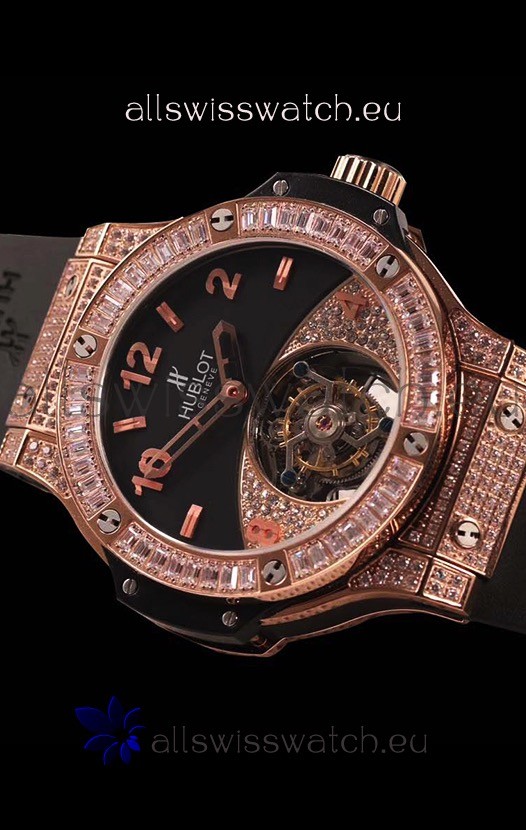 IMG_9081 Hublot Tourbillon Solo Bang Sapphires Pink Gold Replica 5