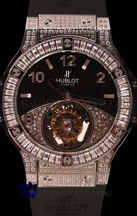 IMG_9081 Hublot Tourbillon Solo Bang Sapphires Stainless Steel Replica 5