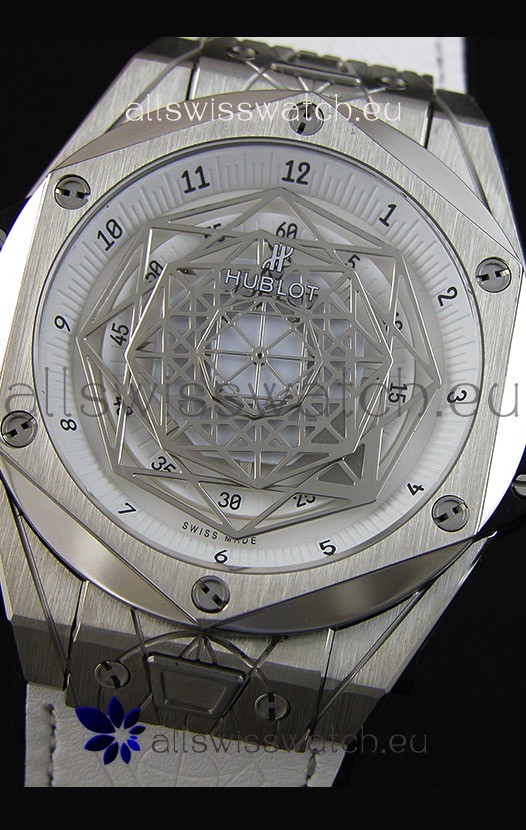 IMG_9081 Hublot Big Bang Sang Bleu 45MM Stainless Steel White Dial Replica 5