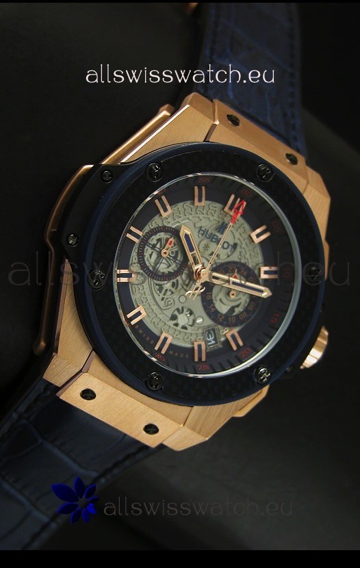 IMG_9081 Hublot Big Bang King Rose Gold Skeleton Dial Quartz 45MM Replica 5