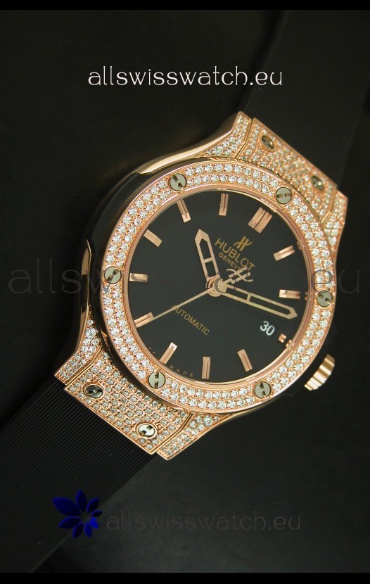 Hublot Classic Fusion 39MM Rose Gold Diamonds Case Replica 5