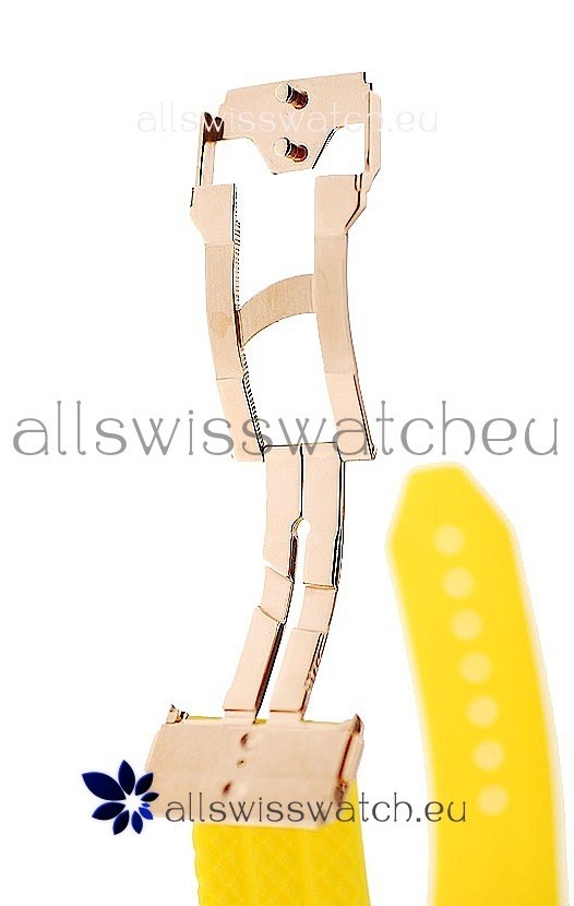 IMG_9081 Hublot Big Bang Swis Yellow Strap Black Dial Pink Gold Case Replica 5