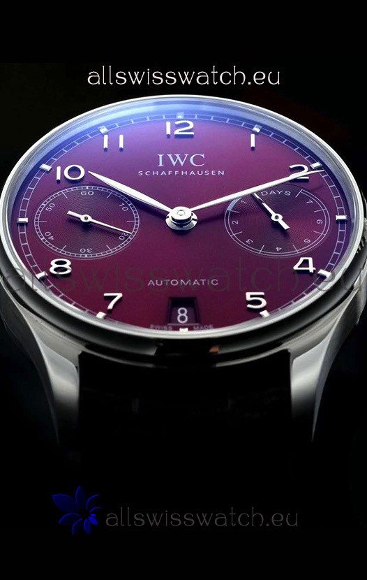 IMG_9081 IWC Portugieser IW500714 1:1 Mirror 904L Steel Burgundy Dial Replica 5