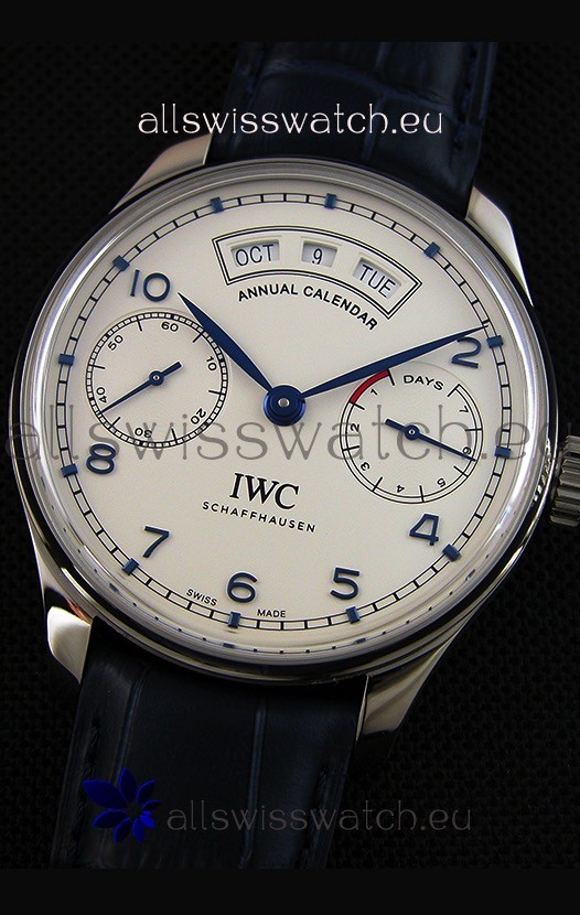 IMG_9081 IWC Big Pilot Annual Calender Steel Case Blue Strap IW503501 1:1 Mirror Replica 5