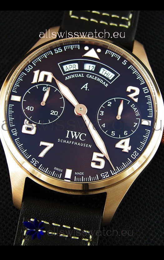 IMG_9081 IWC Big Pilot Annual Calender Antoine de Saint Exupéry Brown Dial IW502706 1:1 Mirror Replica 5