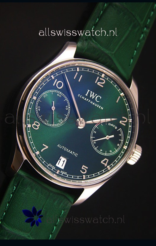 IMG_9081 IWC Portugieser 1:1 Mirror Green Dial Steel Case Replica 5