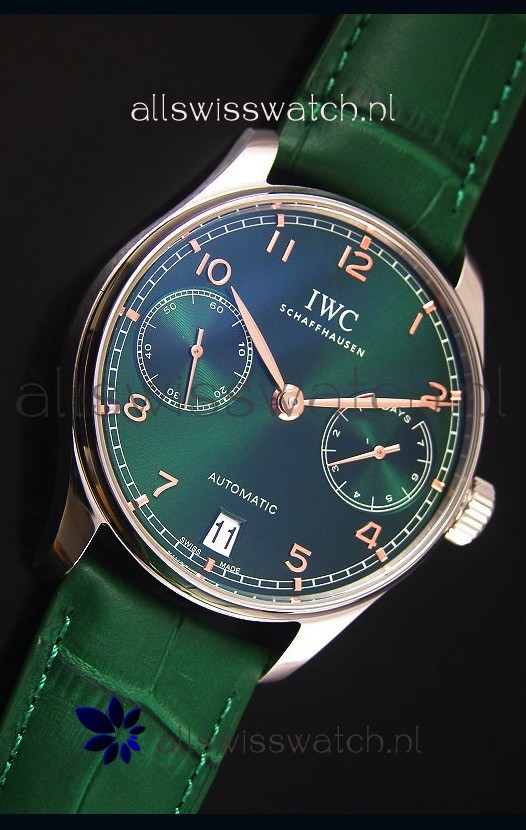 IMG_9081 IWC Portugieser 1:1 Mirror Green Dial Steel Case Replica 5
