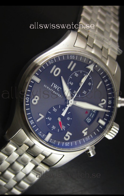 IMG_9081 IWC IW387802 Pilot Chronograph 1:1 Mirror with Steel Bracelet Replica 5
