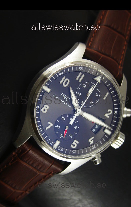 IMG_9081 IWC IW387802 Pilot Chronograph 1:1 Mirror with Leather Strap Replica 5