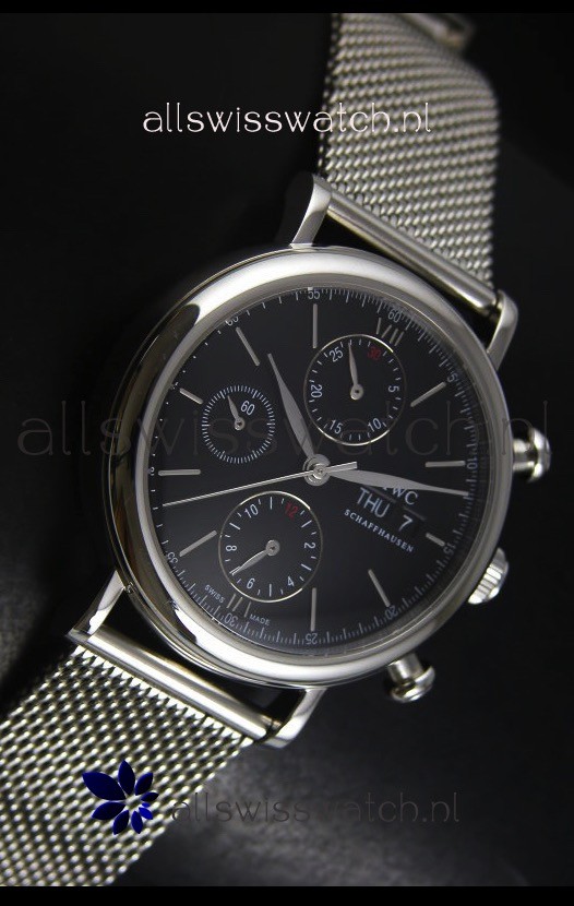 IMG_9081 IWC Portofino Chronograph in Mesh Strap Black Dial Replica 5