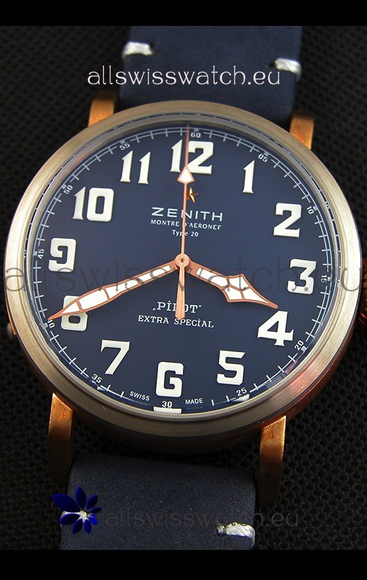 IMG_9081 Zenith Pilot Type 20 Extra Special Vintage Style Blue Dial 1:1 Mirror Replica 5
