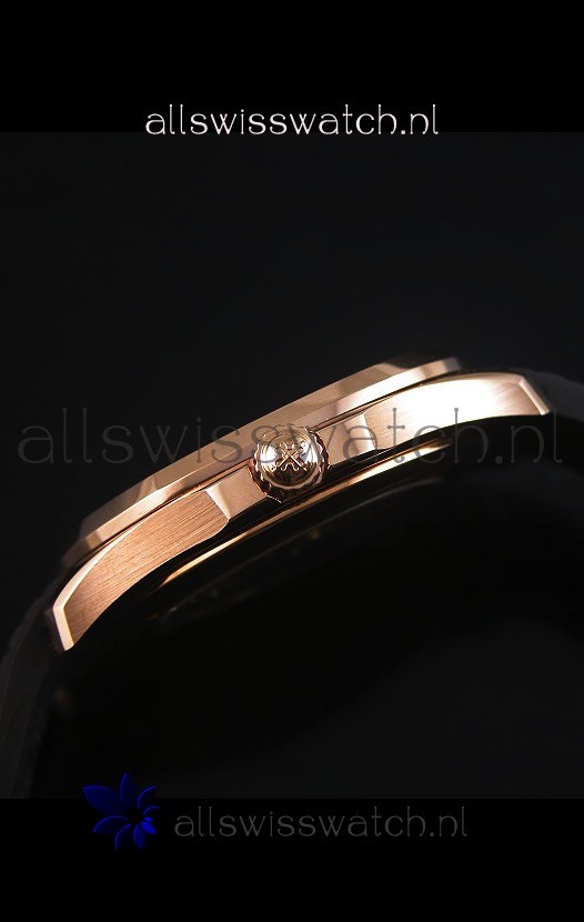 IMG_9081 Patek Philippe Aquanaut Jumbo Rose Gold 1:1 Mirror - Wine Colored Dial Replica 5