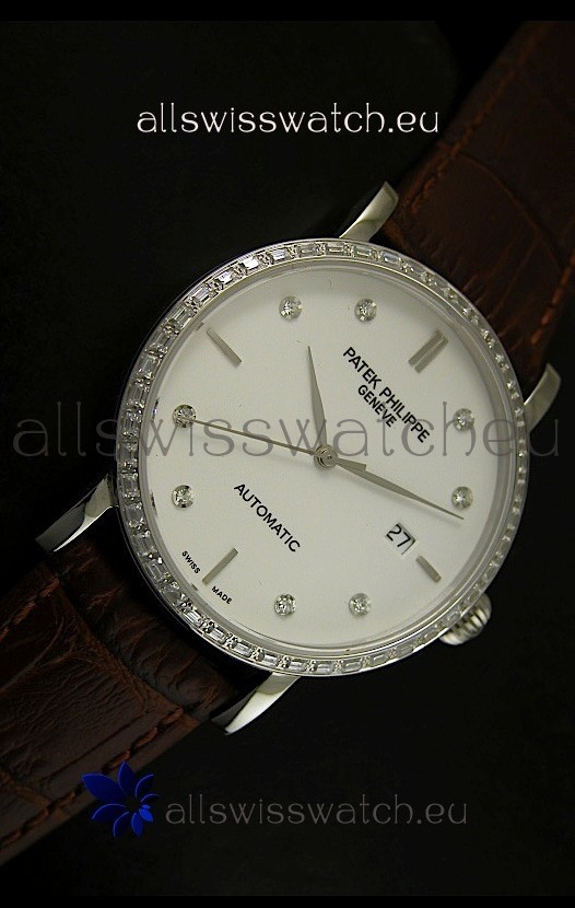 IMG_9081 Patek Philippe Calatrava 5298in Steel Casing - Diamonds Hours Replica 5