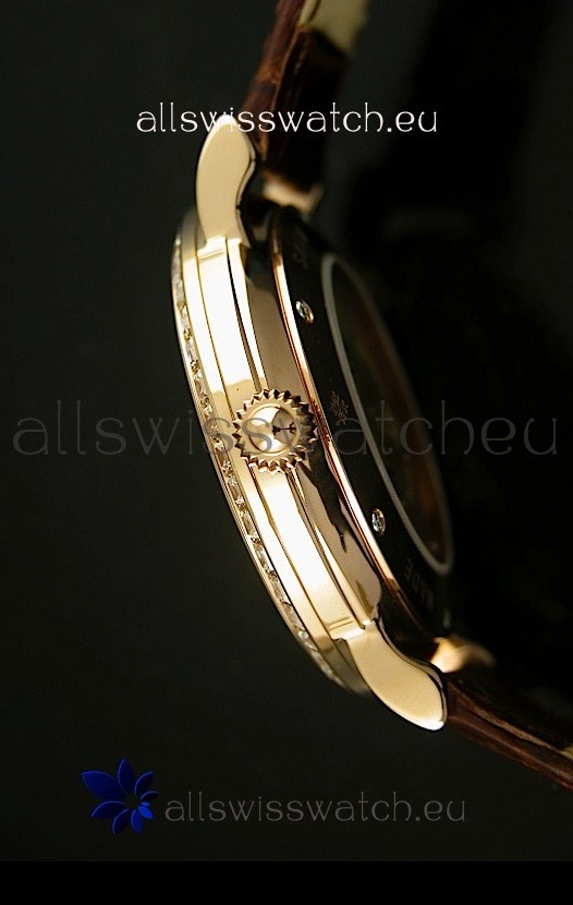 IMG_9081 Patek Philippe Calatrava 5298in Pink Gold Casing - Diamonds Hours Replica 5