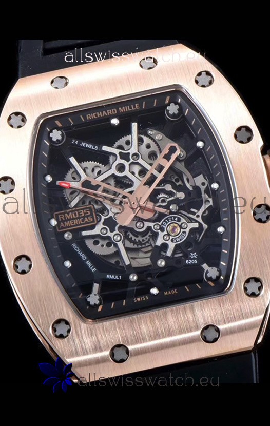 IMG_9081 Richard Mille RM035 AMERICAS 18K Rose Gold in Black Strap Replica 5