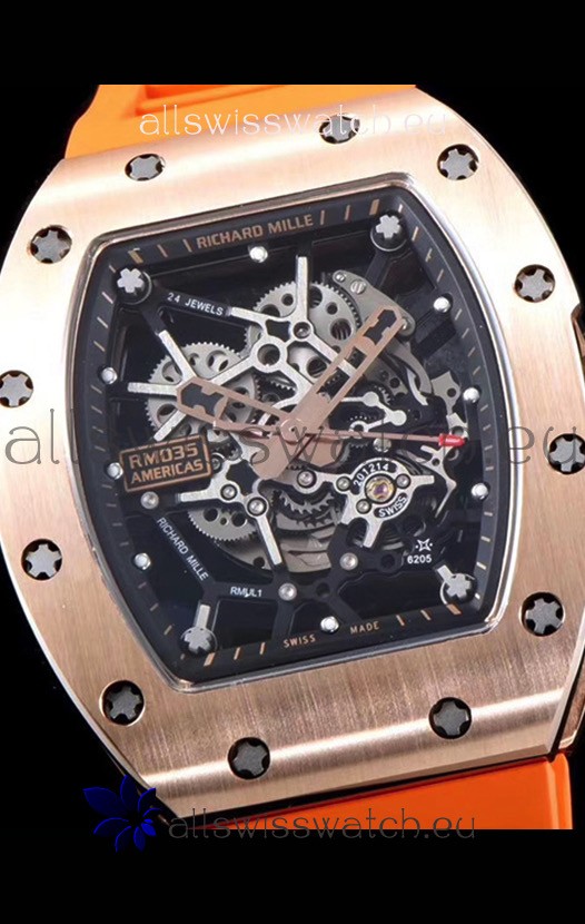 IMG_9081 Richard Mille RM035 AMERICAS 18K Rose Gold in Orange Strap Replica 5