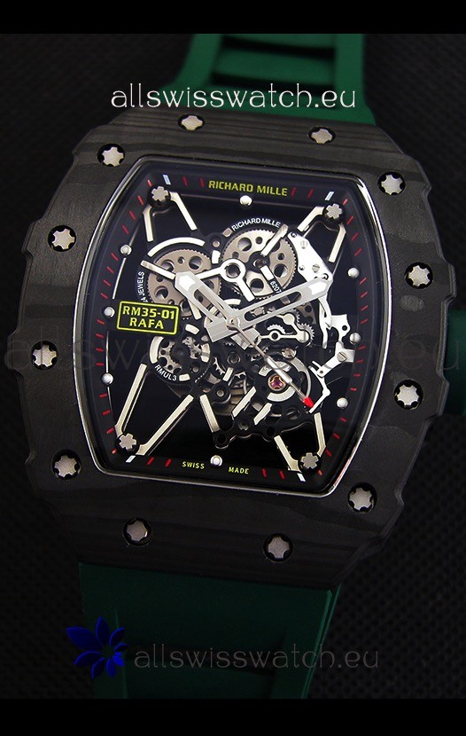 Richard Mille RM35-01 Rafael Nadal Forged Carbon Case with Green Strap  Replica 5