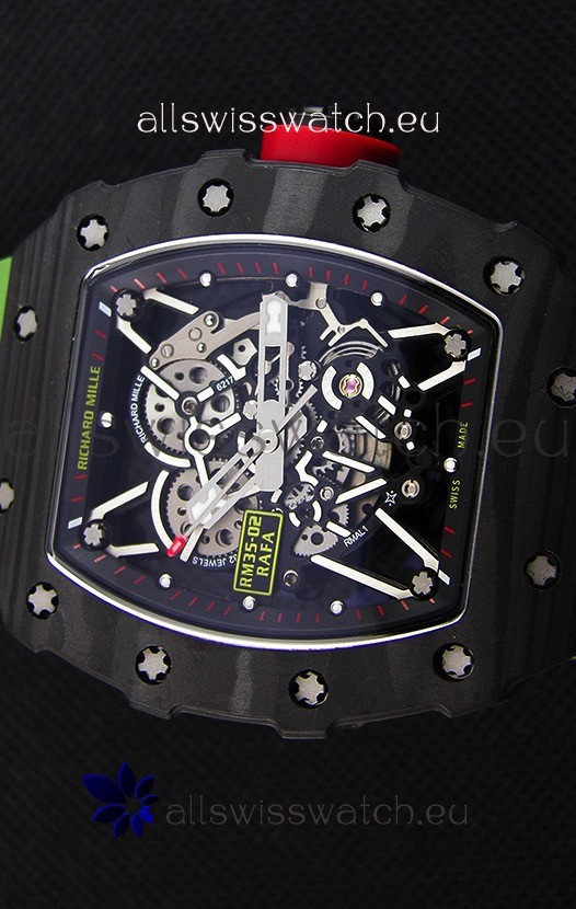IMG_9081 Richard Mille RM35-02 Rafael Nadal Forged Carbon Case with Camouflage Rubber Strap Replica 5