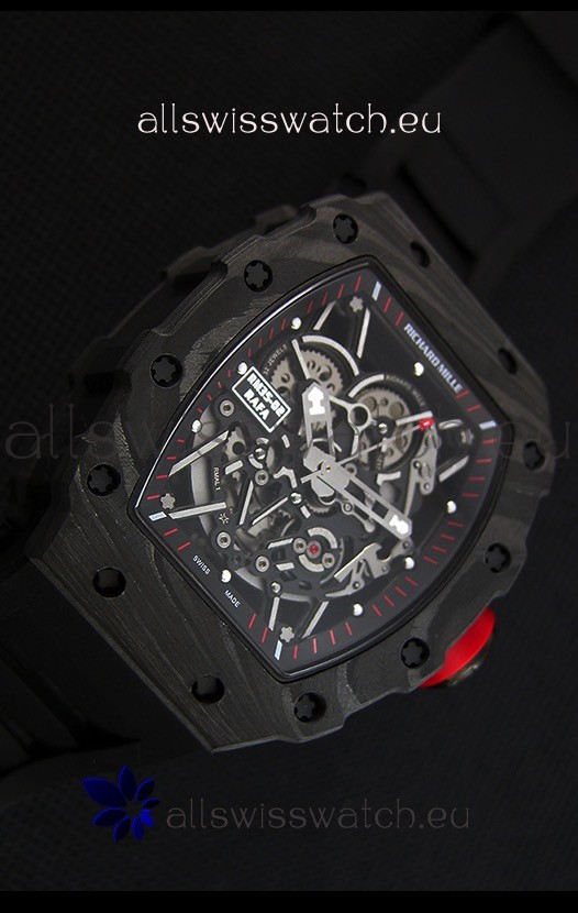 IMG_9081 Richard Mille RM35-2 Rafael Nadal Forged Carbon Case with Black Rubber Strap Replica 5