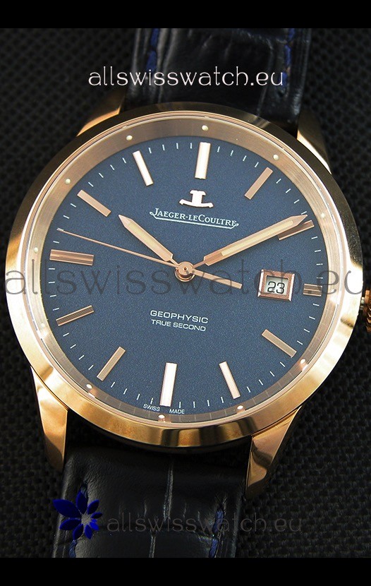 IMG_9081 Jaeger LeCoultre Geophysic True Second Pink GoldBlue Dial Replica 5