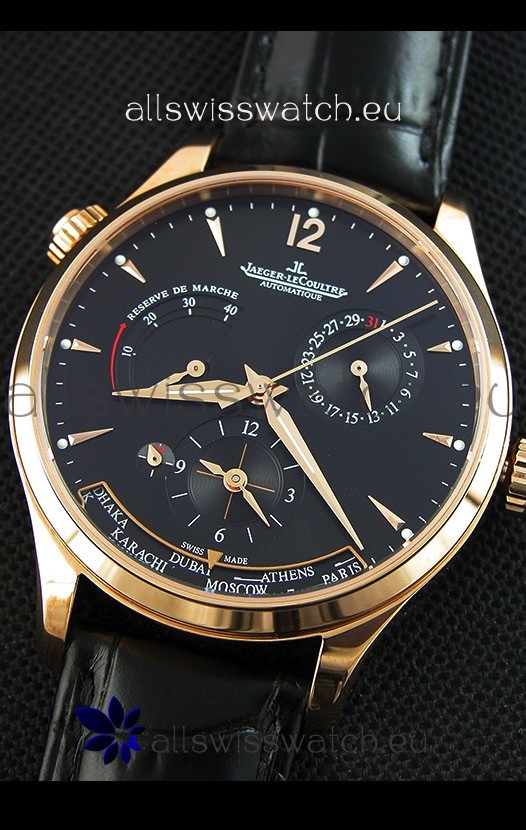 IMG_9081 Jaeger LeCoultre Master Geographic Power Reserve Pink Gold Black Dial Replica 5