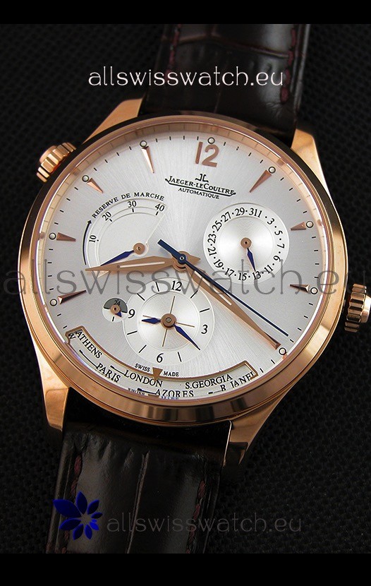 IMG_9081 Jaeger LeCoultre Master Geographic Power Reserve Pink Gold Steel White Dial Replica 5