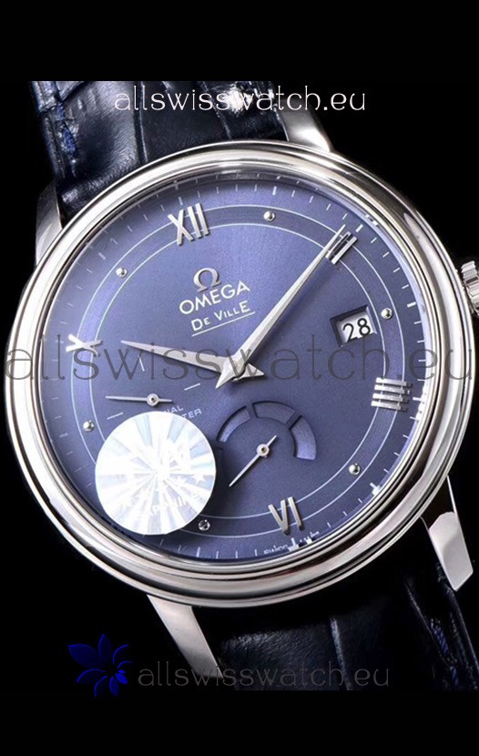IMG_9081 Omega De Ville Prestige Power Reserve 904L Steel 1:1 Mirror Blue dial Replica 5