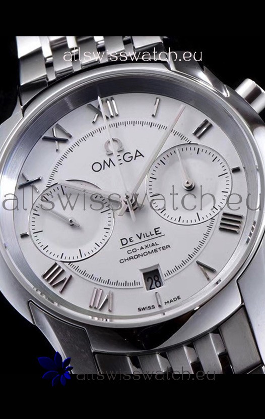 IMG_9081 Omega De Ville Chronograph 1:1 Mirror in White Dial 42MM Replica 5