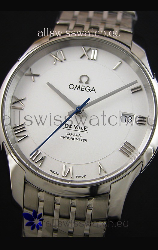 Omega De-Ville Annual Calendar Steel Strap1:1 Mirror Edition in White Dial Replica 5