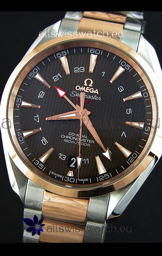IMG_9081 Omega Seamaster Aqua Terra GMT 150M 43MM 1:1 Mirror Two Tone Case Replica 5