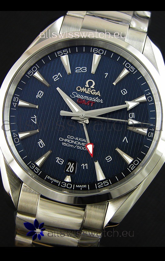IMG_9081 Omega Seamaster Aqua Terra GMT 150M 43MM 1:1 Mirror Blue Dial Replica 5
