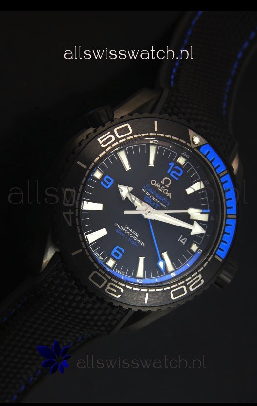 IMG_9081 Omega Seamaster Planet Ocean Deep Black Blue GMT 1:1 Edition Replica 5