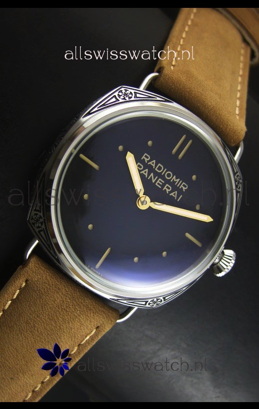IMG_9081 Panerai Radiomir PAM425 Floral engraved Case in Stainless Steel Case Replica 5