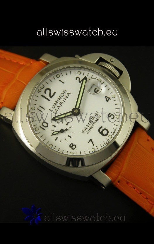 IMG_9081 Panerai Luminor Marina PAM49 40MM - Orange Strap Replica 5