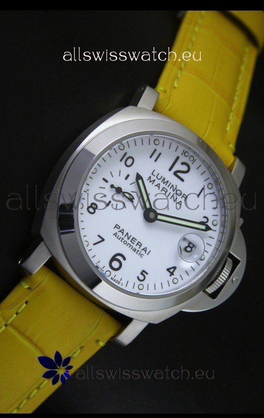 IMG_9081 Panerai Luminor Marina PAM49 40MM - Yellow Strap Replica 5