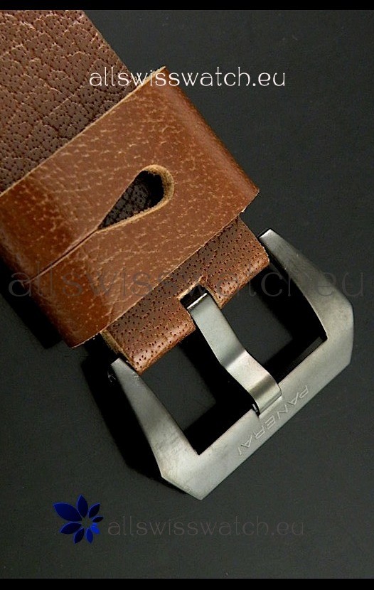 IMG_9081 Panerai Luminor Marina Black Seal PVD in Dark Brown Strap Replica 5