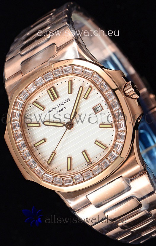 IMG_9081 Patek Philippe Nautilus 5711/1R 1:1 Mirror - Baguette Diamonds Bezel Replica 5