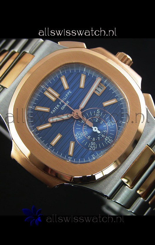 IMG_9081 Patek Philippe Nautilus 5980 Chronograph Two Tone Case Blue dial - 1:1 Mirror Replica 5