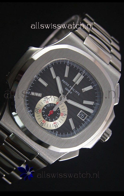 IMG_9081 Patek Philippe Nautilus 5980 Chronograph Steel Case in Black Dial - 1:1 Mirror Replica 5