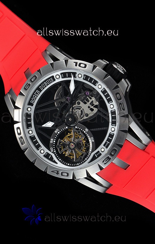 IMG_9081 Roger Dubuis Excalibur Spider Flying Tourbillon Skeleton Titanium Casing 1:1 Mirror Replica 5