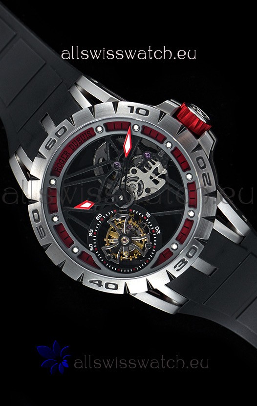 IMG_9081 Roger Dubuis Excalibur Spider Flying Tourbillon Skeleton Titanium Casing 1:1 Mirror Replica 5