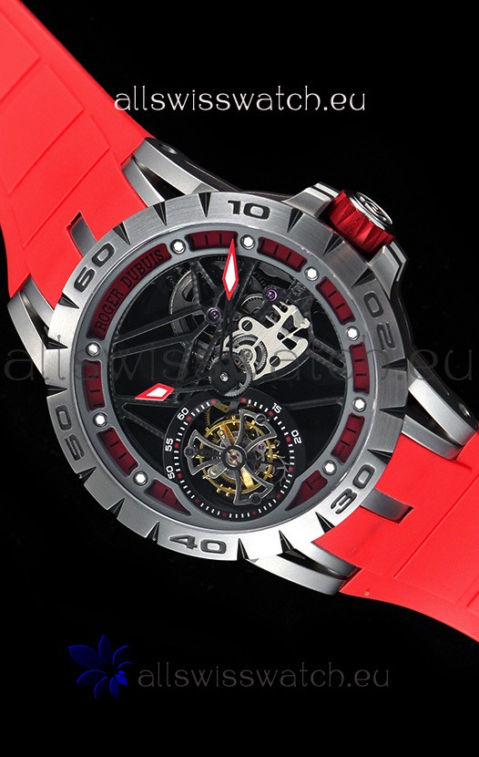 IMG_9081 Roger Dubuis Excalibur Spider Flying Tourbillon Skeleton Titanium Casing 1:1 Mirror Replica 5