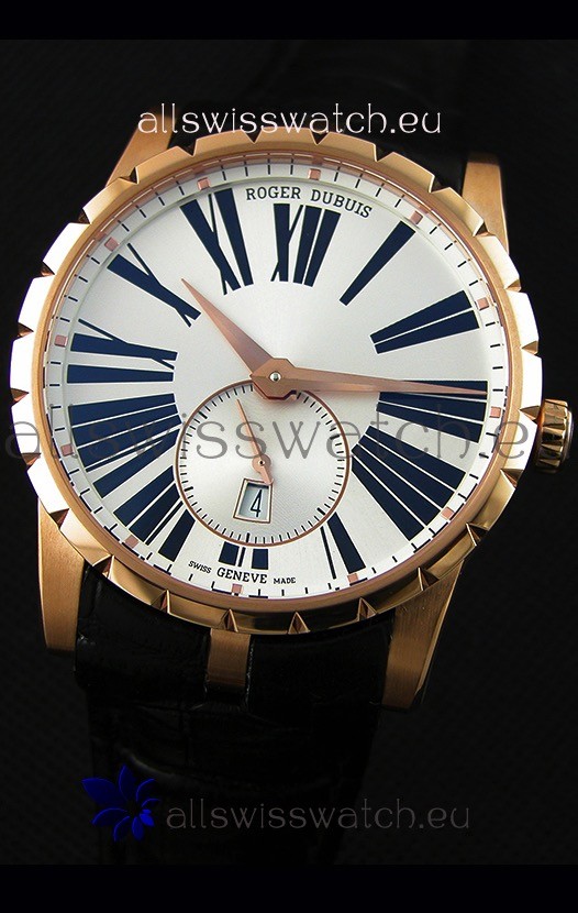 IMG_9081 Roger Dubuis Excalibur RDDBEX0587 Pink Gold Steel White Dial Replica 5
