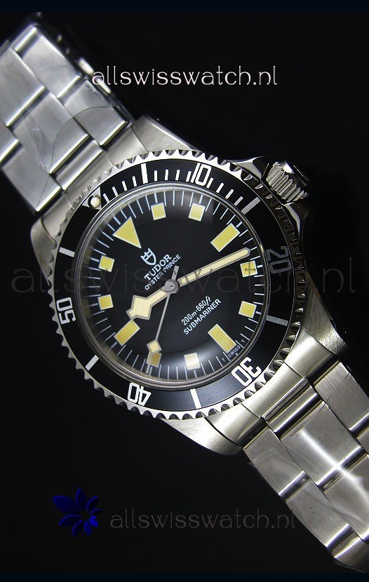 IMG_9081 Tudor Oyster Prince Vintage 200M Black Dial Squre Markers 1:1 Mirror Replica 5
