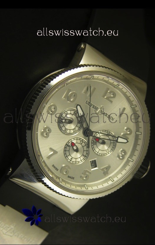 IMG_9081 Ulysse Nardin Marine Chronograph Stainless Steel Arabic Dial - 1:1 Mirror Replica 5